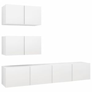 vidaXL Set Mobili Porta TV 4 pz Bianco in Legno Multistrato