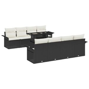 vidaXL Set Divano da Giardino con cuscino 9 pcs Nero Poly Rattan