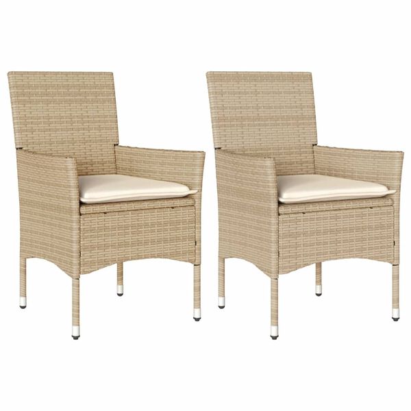vidaXL Sedie da Giardino con Cuscini 2 pz Beige in Polyrattan