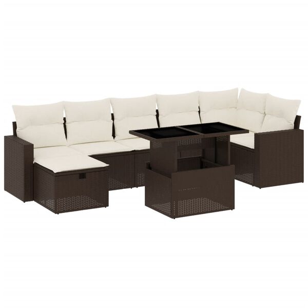 vidaXL Set Divani da Giardino 8 pz con Cuscini Marrone in Polyrattan