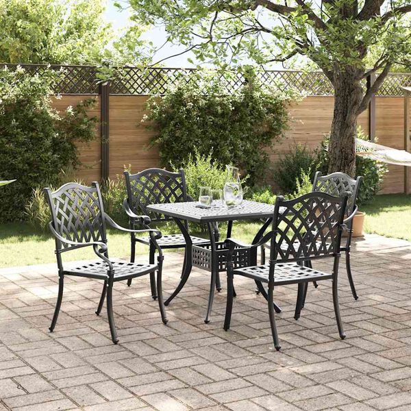 vidaXL Set di Tavolo da Giardino 5 pcs Nero Alluminio pressofuso