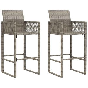 vidaXL Sgabelli da Bar da Giardino 2 pz in Polyrattan Grigi