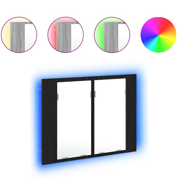 vidaXL Mobiletto per specchio da bagno Rovere Nero 60 x 12 x 45 cm