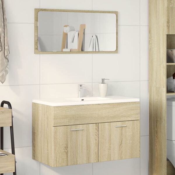 vidaXL Mobile Lavabo Bagno Rovere Sonoma 90x38,5x46 cm Multistrato