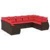 vidaXL Set Divani da Giardino 9 pz con Cuscini Marrone in Polyrattan