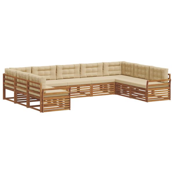 vidaXL Set di divani da esterno con cuscino 9 pcs Naturale e Beige
