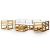 vidaXL Set Divani da Giardino 7 pz con Cuscini Crema Massello Acacia