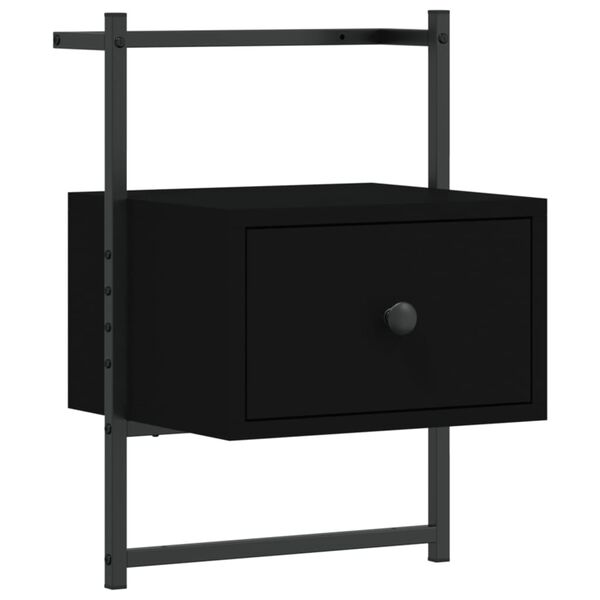vidaXL Comodino a Muro Nero 35x30x51 cm Legno Multistrato