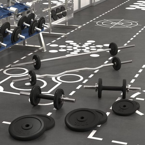 vidaXL Set Bilanciere e Manubri con Dischi 90 kg in Ghisa