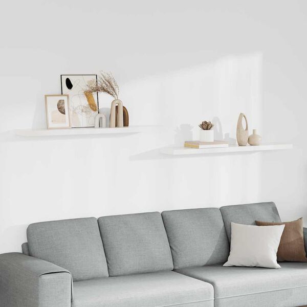 vidaXL Scaffali a Parete 2 pz Bianchi 120x23,5x3,8 cm in MDF