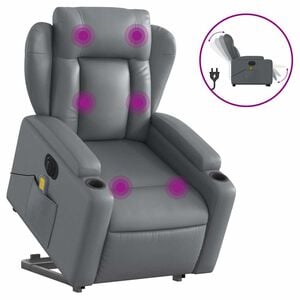 vidaXL Poltrona Alzapersona Elettrica Reclinabile Grigio in Similpelle