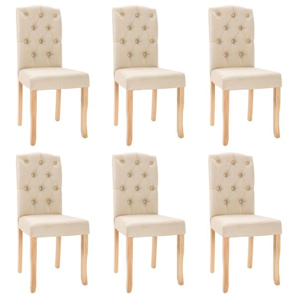 vidaXL Sedie da Pranzo 6 pz Crema in Tessuto