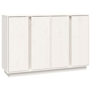 vidaXL Credenza Bianca 120x35x80 cm in Legno Massello di Pino