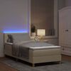 vidaXL Letto a Sorgente LED con materasso Crema 100 x 200 cm Tessuto