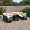 vidaXL Set Divani da Giardino 10pz con Cuscini in Polyrattan Nero