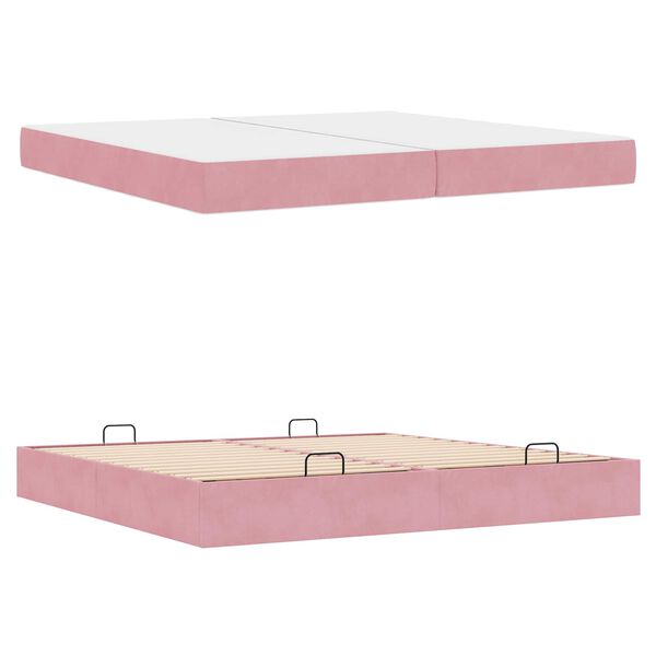 vidaXL Struttura letto con materasso con materasso 2 pcs Rosa Velluto