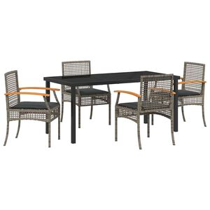 vidaXL Set da Pranzo per Giardino 5 pcs Grigio polyrattan