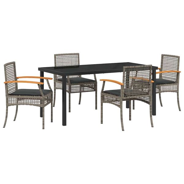 vidaXL Set da Pranzo per Giardino 5 pcs Grigio polyrattan