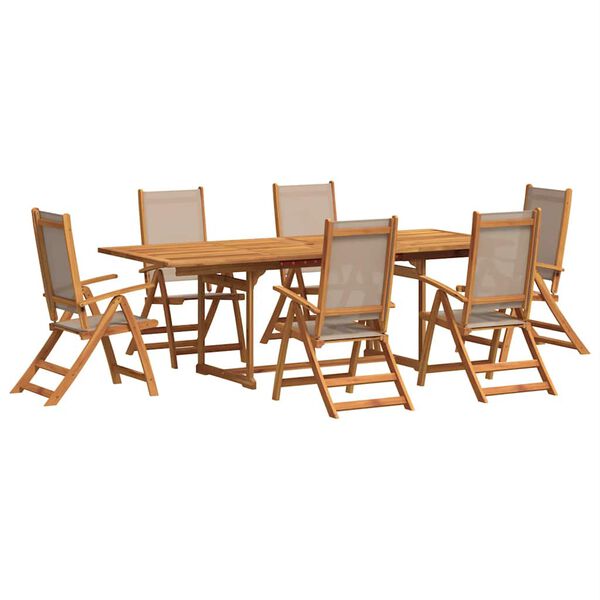vidaXL Set Pranzo da Giardino 7pz Legno Massello di Acacia e Textilene