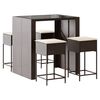 vidaXL Set Bar da Giardino 5 pz con Cuscini in Polyrattan Marrone