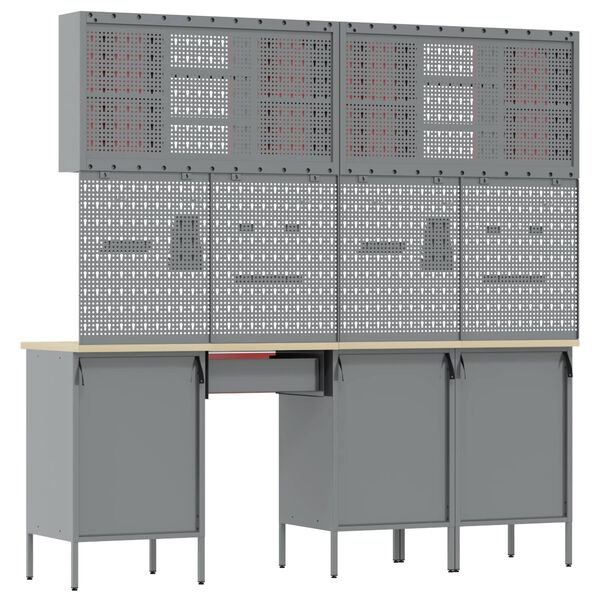 vidaXL Banco da lavoro 10 pcs Nero 200 x 55 x 200 cm Acciaio