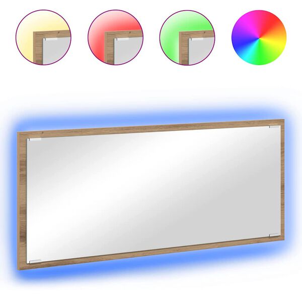 vidaXL Specchio Rovere artigianale 90 x 8,5 x 37 cm Legno multistrato