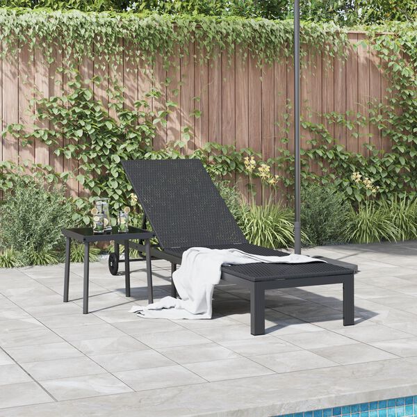 vidaXL Lettino da Sole 1-persona Nero 60 x 200 x 27cm polyrattan