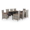 vidaXL Set da Pranzo da Giardino 9 pz con Cuscini Grigio