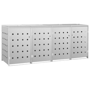 vidaXL Copribidone per Spazzatura Quadruplo 240 L in Acciaio Inox