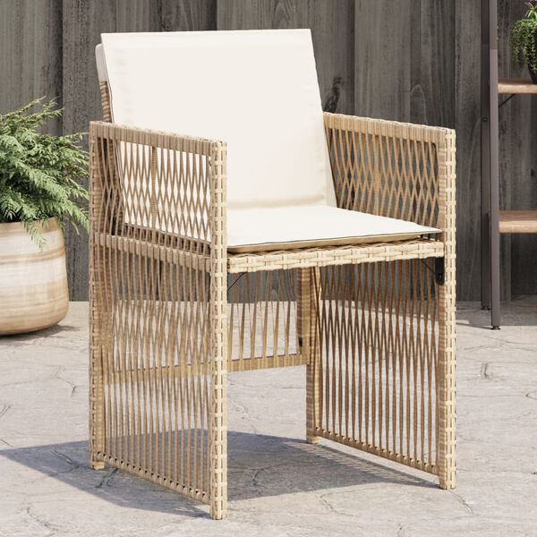 vidaXL Sedie da Giardino con Cuscini 4 pz Beige in Polyrattan