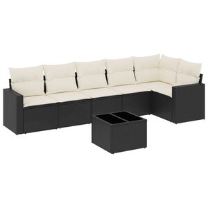 vidaXL Set Divani da Giardino con Cuscini 7pz Nero Polyrattan