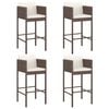 vidaXL Sgabelli da Bar 4 pz con Cuscini Marroni in Polyrattan
