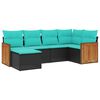 vidaXL Set Divani da Giardino 6 pz con Cuscini Nero in Polyrattan