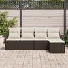 vidaXL Set Divano da Giardino con cuscino 5 pcs Marrone polyrattan