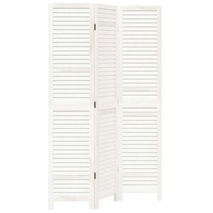 vidaXL Divisorio Ambienti 3Pannelli Bianco Legno Massello di Paulownia