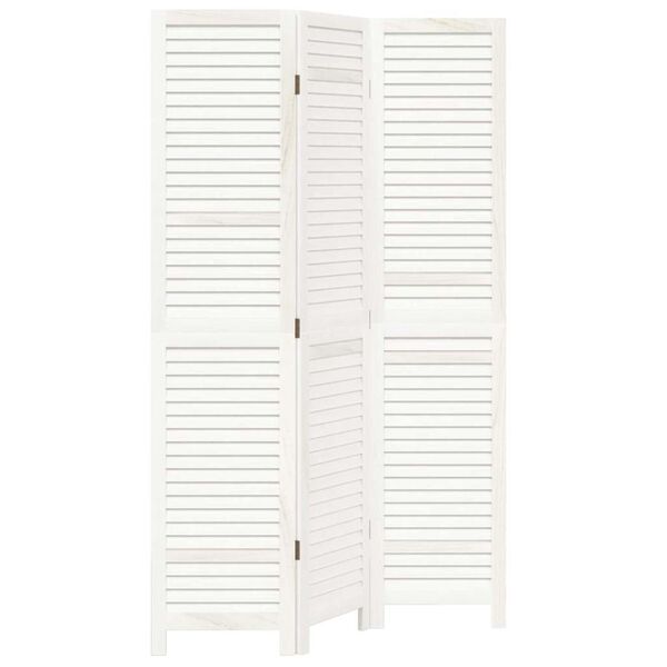 vidaXL Divisorio Ambienti 3Pannelli Bianco Legno Massello di Paulownia