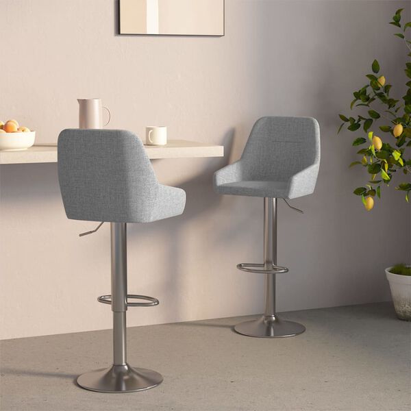 vidaXL Sgabelli da Bar 2 pz Grigio Chiaro in Tessuto