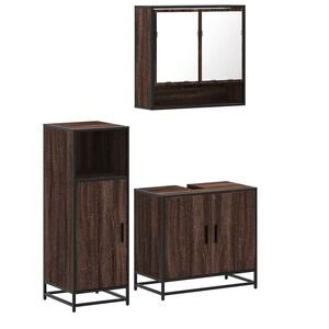 vidaXL Set Mobili da Bagno 3 pz Rovere Marrone in Legno Multistrato