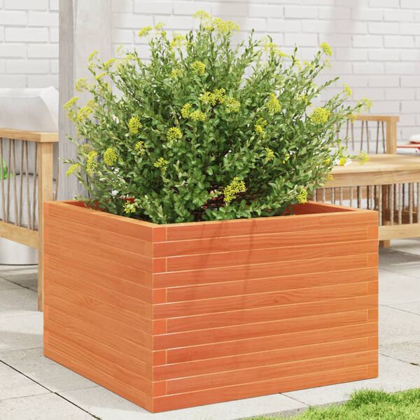 vidaXL Fioriera Giardino Marrone Cera 70x70x46 cm Legno Massello Pino