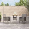vidaXL Set Bistr&ograve; da Giardino 3 pz con Cuscini in Polyrattan Grigio