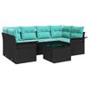vidaXL Set Divano da Giardino con cuscino 7 pcs Nero polyrattan