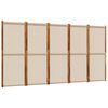 vidaXL Divisorio a 5 Pannelli Tortora 350x180 cm