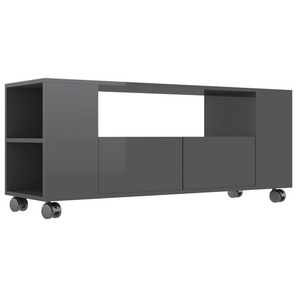 vidaXL Mobile Porta TV Grigio Lucido 120x35x48 cm in Legno Multistrato
