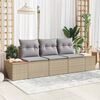 vidaXL Set Divano da Giardino con cuscino 3 pcs Beige polyrattan