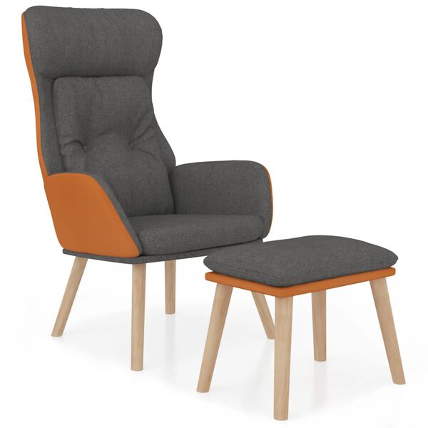 vidaXL Poltrona Relax e Poggiapiedi Grigio Scuro Similpelle e Tessuto