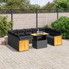 vidaXL Set Divani da Giardino 10pz con Cuscini in Polyrattan Nero