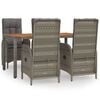 vidaXL Set da Pranzo da Giardino 5 pz con Cuscini in Polyrattan Grigio