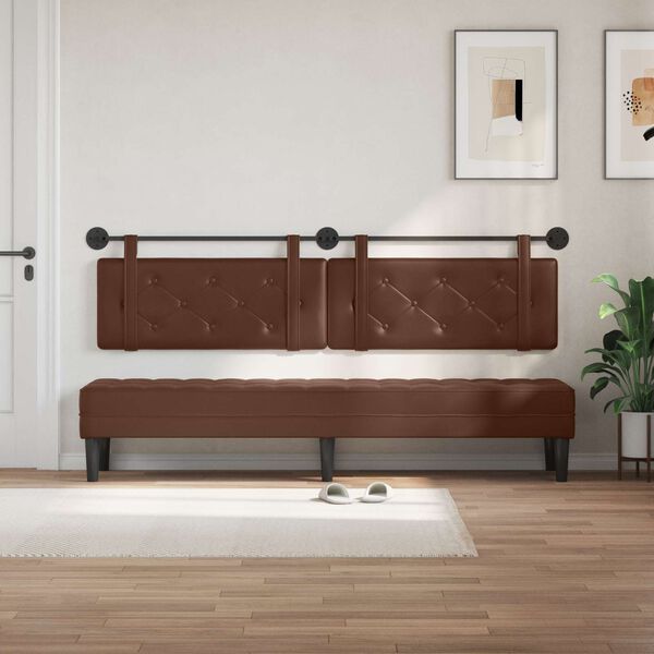 vidaXL Testata appesa Marrone 210 x 55 x 5 cm Pelle Sintetica