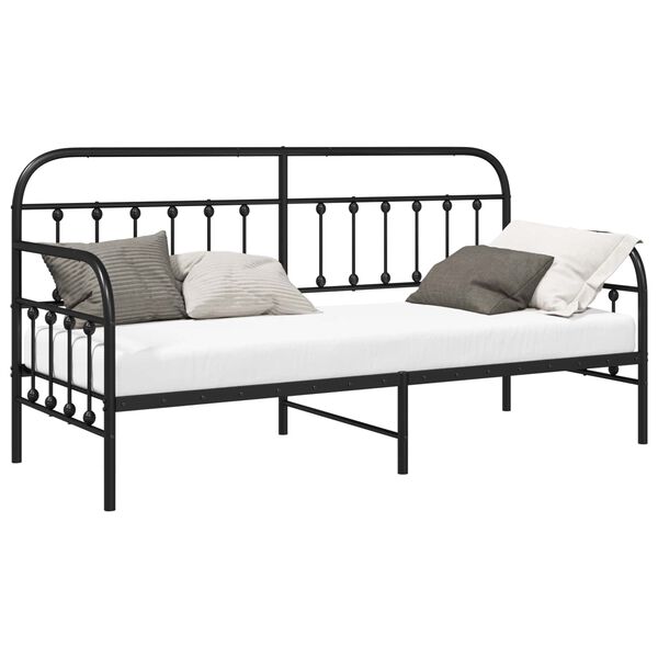 vidaXL Struttura per letto di giorno Nero 75 x 190 cm Acciaio