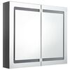 vidaXL Armadietto Bagno con Specchio e LED Grigio Lucido 80x12x68 cm